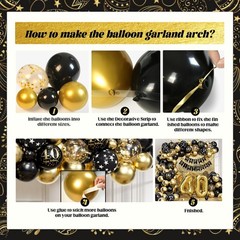 115pcs 40th Birthday Balloon Arch with Black Gold Balloon Garland happy Birthday