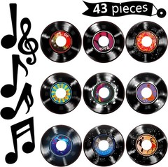 43-Piece Musical Party Decorations: Cutouts for Rock & Roll Themed Events