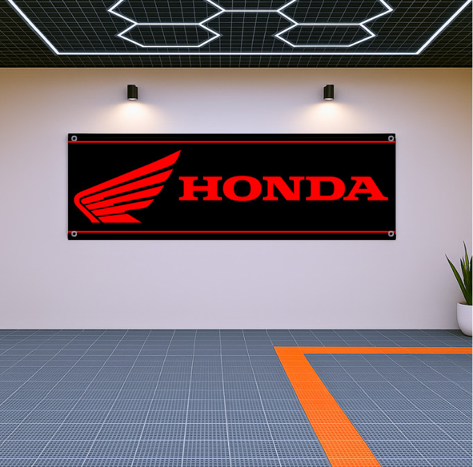 Honda Racing Motorcycle Flag Banner 71×24 – Man Cave Garage Decor