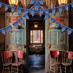 6 Pack Western Cowboy Party Decorations Blue Bandana Pennants Banner Wild West D