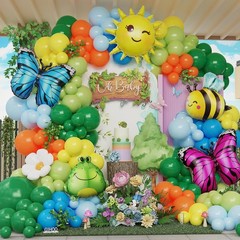 Spring Balloon Arch Kit 156PCS Green Balloon Garland with Daisy Flower, Bee a…