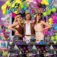 277Pcs 80S Party Decorations Serves 25, All-In-One Set with Back to the 80’S Bac