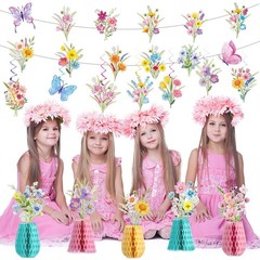 14PCS Spring Wildflower Party Decorations Wild Purple, Yellow, Pink, Blue