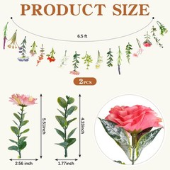 2 Pcs 6.6 ft Artificial Flower Garland Floral Backdrop Arch Fairy Flower Hang…