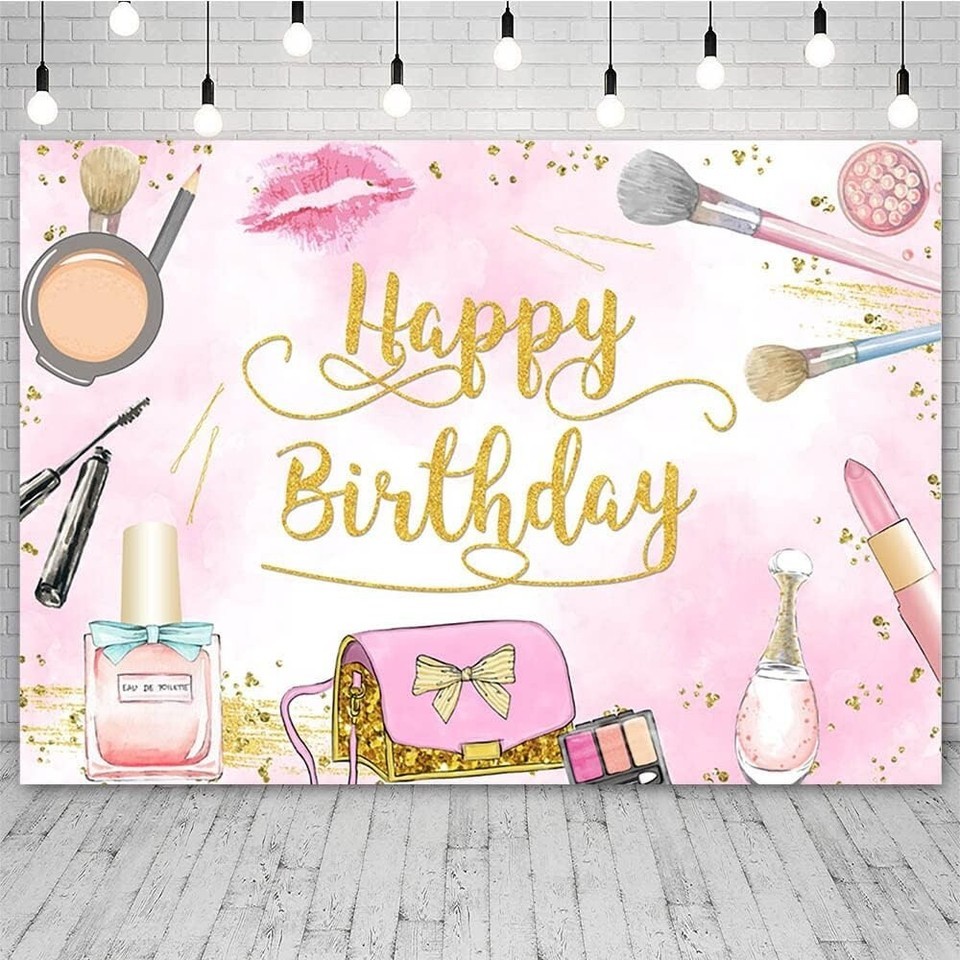 Beauty Makeup Backdrop Pamper Spa Birthday Party Photo Background Banner Decor