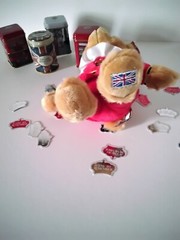 Kings Royal Coronation Bundle: 15cm Beefeater Plush Bear, British Tea Tin & Flag