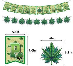 420 Decorations for Weed Party with Banner Balloons Backdrop & Hanging Swirls