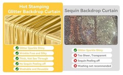 10x10FT Gold Sequin Backdrop Curtain – 2 Panels of 5x10FT Wrinkle-Glitter Drapes