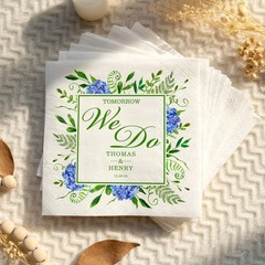 Personalized Wedding Napkins Hydrangea Floral Reception Decor SATTNA0713