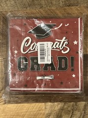 Congrats GRAD! Maroon Napkins 72 Peice Set Graduation Napkins Brand New