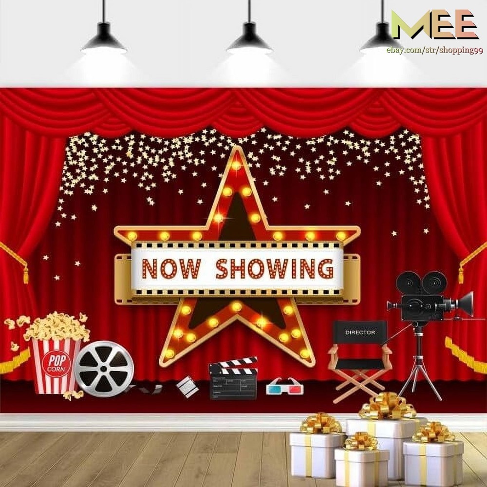 Red Movie Night Backdrop Photo Background Birthday Party Decorations Home Studio