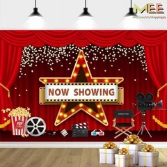 Red Movie Night Backdrop Photo Background Birthday Party Decorations Home Studio