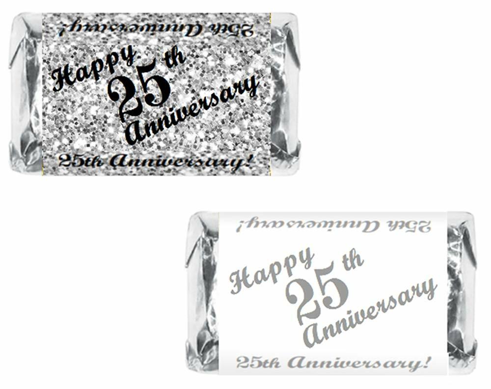 25th Anniversary Miniatures Candy Bar Wrapper, (Set of 60) Mini Candy Chocolate