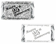 25th Anniversary Miniatures Candy Bar Wrapper, (Set of 60) Mini Candy Chocolate