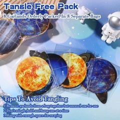8 Pieces Space Hanging Decorations Solar System Planets Paper Garlands Outer …