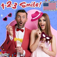 Photo Booth Props – 66 Piece Multicolor Kit – Fun Selfie Party Accessories – …