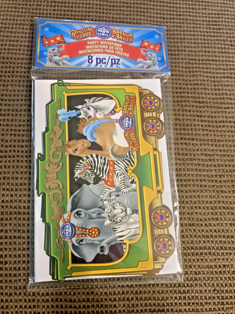 Ringling Bros. Barnum & Bailey 8 Party Invitation Green New Sealed
