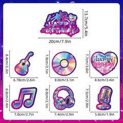 140PCS Singer Birthday Party Decorations Purple Retro Style Including Banner, Ta