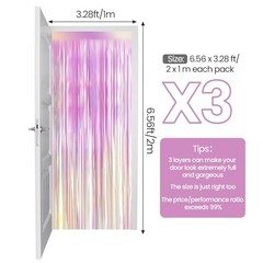 Multicolor Tinsel Streamers 3 Pack Foil Curtains Metallic Fringe Multi Color
