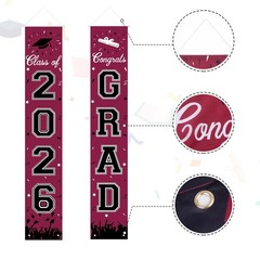 2026 Graduation Decorations, Banner Class of Maroon and Black