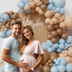 Bear theme Balloon Arch Kit Light Blue beige Tan and Brown Globos cream Ballo…