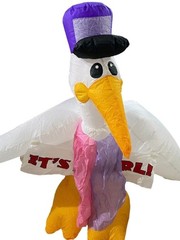 4-Foot Tall Inflatable Baby Stork & Changeble Banners (Boy & Girl) Included