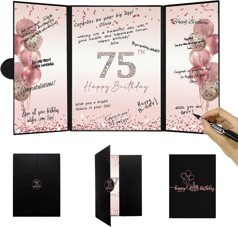 Rose Gold 75Th Birthday Party Decorations for Women, Happy 75Th Birthday Alterna