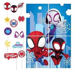 Marvel Spidey Amazing Friends Party Decorations Backdrop & 12 Props Kids Party