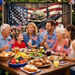 Patriotic Soldier Backdrop Banner 71 x 43 Inch Independence Day Outdoor Decorati