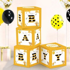 Bee Baby Shower Balloon Boxes Decorations – 4Pcs Honey Bumble Theme What Will…