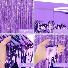 CIEHER 67PCS Purple Birthday Decorations Set – 2Pcs Foil Fringe Curtains Streame