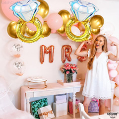 2Pcs Diamond Ring Balloons – 26 Inch | Wedding Ring Balloon for Bridal Shower De