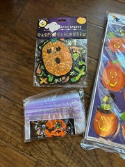 Halloween Party Lot – Vintage Window Clings, Treat Bags, Pencils, Banner, Bags