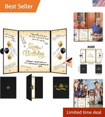 Black and Gold Birthday Decorations for Men or Women, Happy Birthday Guest Si…