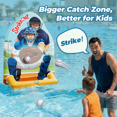 Kids Inflatable Baseball Pool Toy, Fun Swimming Pool Soft Ball Toss Game, Outdoo