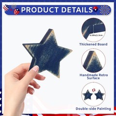 Charming Retro Wooden Star Decorations (Set of 6) for Independence Day & Beyond