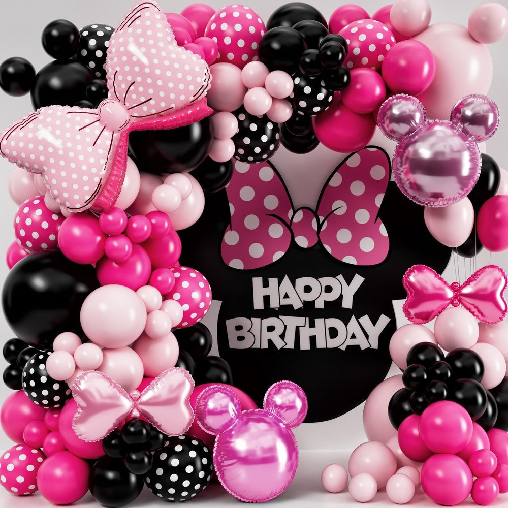 ALL-IN-1 Minnie Balloon Arch Kit with BONUS Bow & Mouse Head – Mini Mouse Bal…