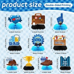 DTOFOOT 10 Pcs Father’s Day Decorations, Blue Double Sided Fathers Day Table …