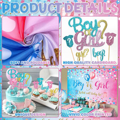 109Pcs Gender Reveal Decorations Boy or Girl Gender Reveal Party Supplies Includ