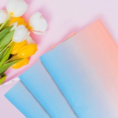 60 Sheets Gift Wrapping Tissue Paper Bulk, Pink Blue Gradient Tissue Paper fo…