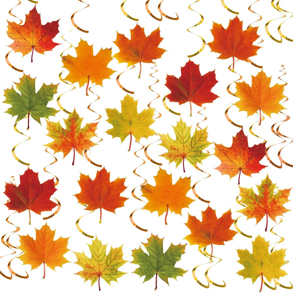 Fall Leaves Hanging Swirls Maple Streamer Autumn Thanksgiving Decor 36 PCS
