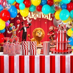 Welcome to the Carnival Banner – Large 82×60 Inch with 7x5FT Carnival Backdrop