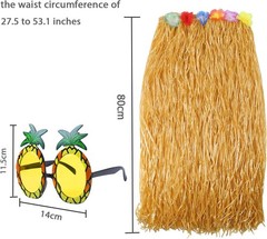8-Piece Hawaiian Luau Costume Set with Grass Skirt & Sunglasses for Adults