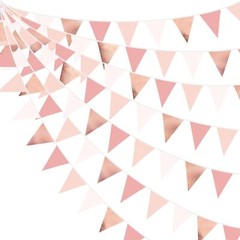 32Ft Rose Gold Party Decorations Dusty Blush Pink Pennant Banner