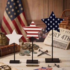 3 Pcs 4th of July Decorations Star Wooden Sign Stand 250th Anniversary Wood C…