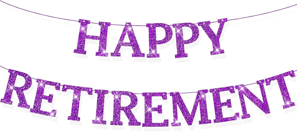 Pre Strung Happy Retirement Banner,Glitter Happy Retirement Banner,Pre-Strung on