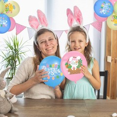 54 Pcs Happy Easter Balloons Decoration 12 Inch Easter Bunny Pastel Latex Bal…