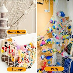 2 PCS Fish Net Decorations, 80 x 40 Inch, Ocean Themed Party Decor Beach, Nautic