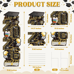 4 PCS Black Gold Graduation Yard Signs Class of 2026 | Black Gold 4 PCS, 6 Stake
