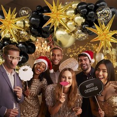 Graduation Balloon Arch Kit 2026, 149pcs black and gold Balloons with Star, B…